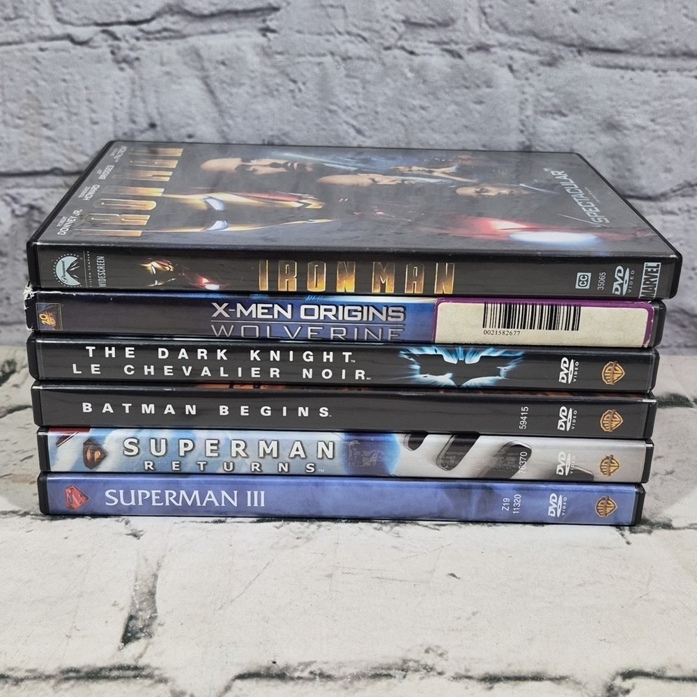 Comic Book Hero Action Movies DVD Lot Of 6 Ironman X-Men Batman Superman